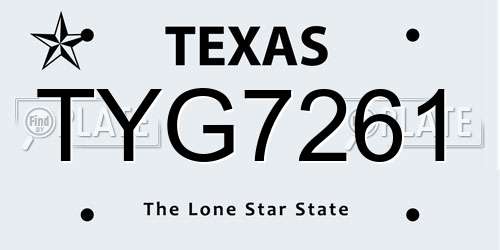 TYG7261 Texas License Plate