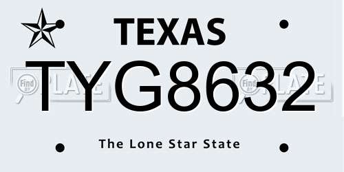 TYG8632 Texas License Plate