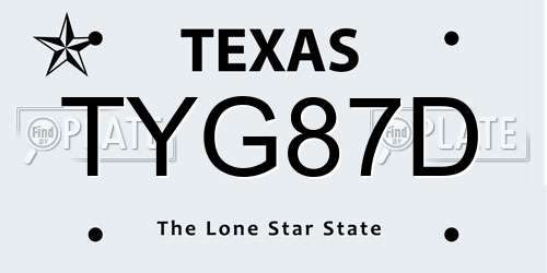 TYG87D Texas License Plate