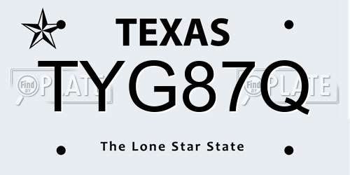 TYG87Q Texas License Plate