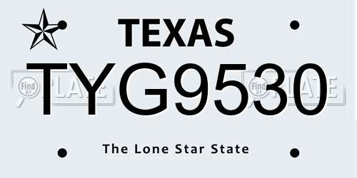 TYG9530 Texas License Plate
