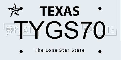 TYGS70 Texas License Plate