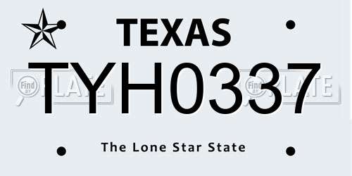 TYH0337 Texas License Plate
