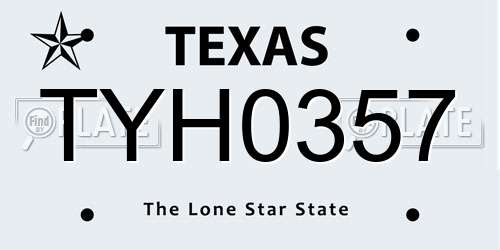 TYH0357 Texas License Plate