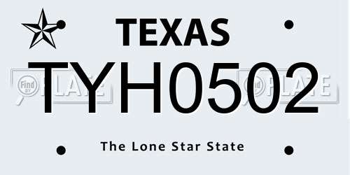 TYH0502 Texas License Plate