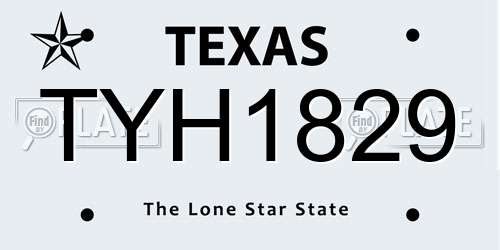 TYH1829 Texas License Plate