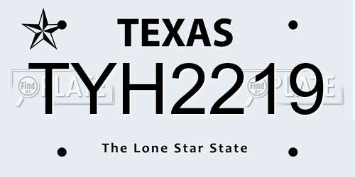TYH2219 Texas License Plate