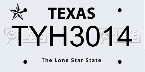 TYH3014 Texas License Plate