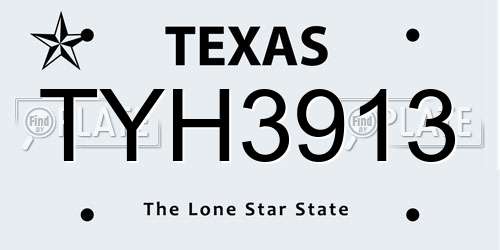 TYH3913 Texas License Plate