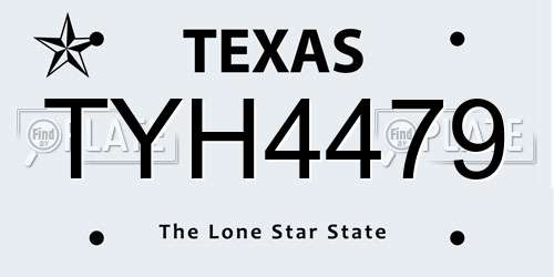 TYH4479 Texas License Plate