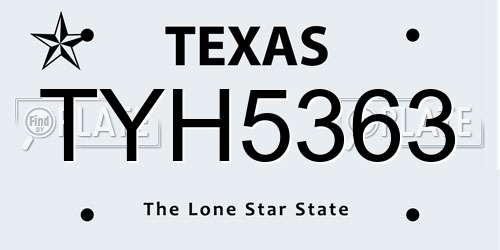 TYH5363 Texas License Plate