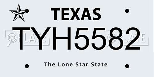 TYH5582 Texas License Plate