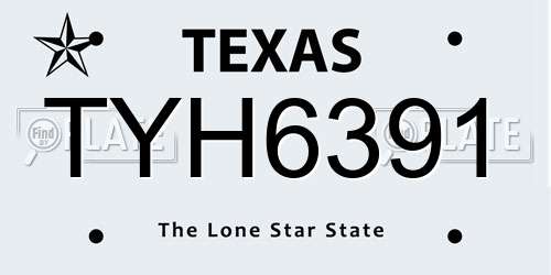 TYH6391 Texas License Plate
