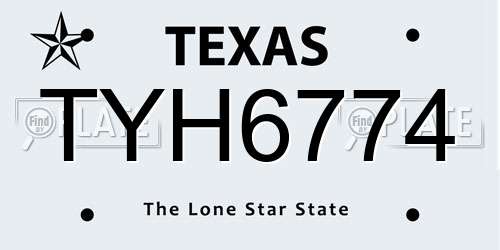 TYH6774 Texas License Plate