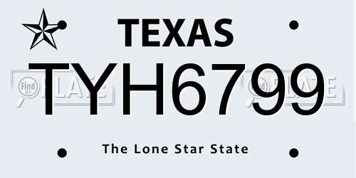 TYH6799 Texas License Plate