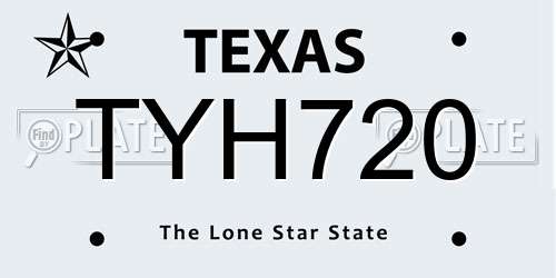TYH720 Texas License Plate