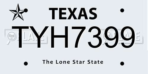 TYH7399 Texas License Plate
