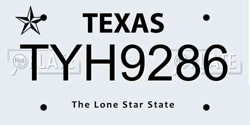 TYH9286 Texas License Plate