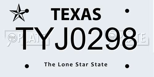 TYJ0298 Texas License Plate