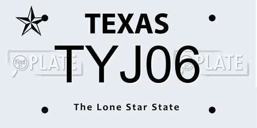 TYJ06 Texas License Plate