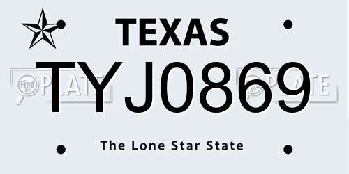 TYJ0869 Texas License Plate