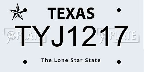 TYJ1217 Texas License Plate