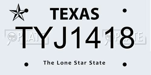 TYJ1418 Texas License Plate