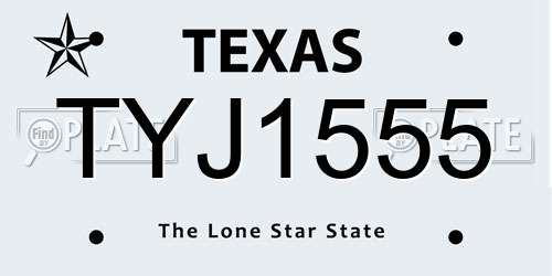 TYJ1555 Texas License Plate