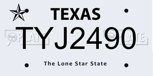 TYJ2490 Texas License Plate