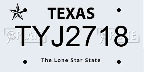 TYJ2718 Texas License Plate