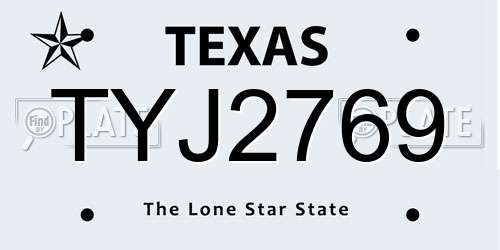 TYJ2769 Texas License Plate