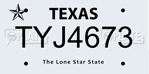 TYJ4673 Texas License Plate