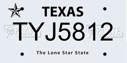 TYJ5812 Texas License Plate
