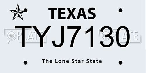 TYJ7130 Texas License Plate