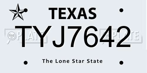 TYJ7642 Texas License Plate