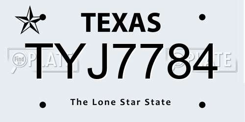 TYJ7784 Texas License Plate