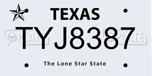 TYJ8387 Texas License Plate