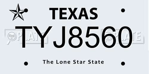 TYJ8560 Texas License Plate