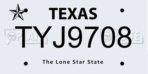 TYJ9708 Texas License Plate