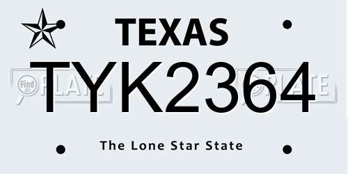 TYK2364 Texas License Plate