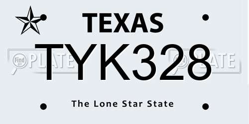 TYK328 Texas License Plate