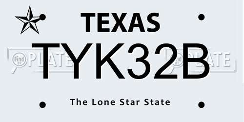 TYK32B Texas License Plate