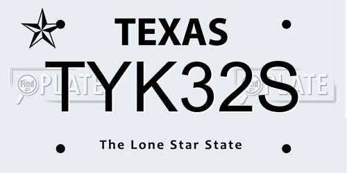 TYK32S Texas License Plate