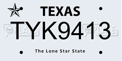 TYK9413 Texas License Plate