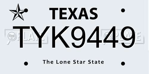 TYK9449 Texas License Plate