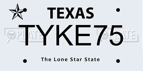 TYKE75 Texas License Plate