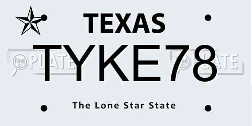 TYKE78 Texas License Plate
