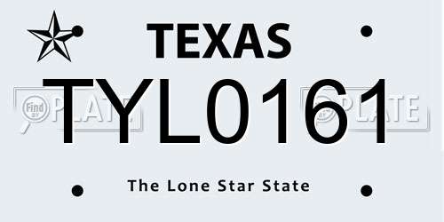 TYL0161 Texas License Plate