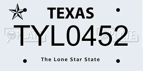 TYL0452 Texas License Plate