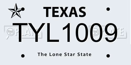 TYL1009 Texas License Plate